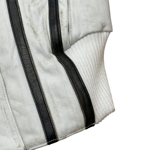 Women’s Chip Pepper jacket leather white/w brown trim fur collar 2000s - Picture 5 of 8